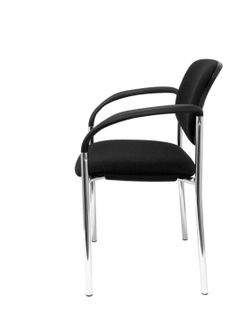 Silla fija Villalgordo bali negro chasis cromo con brazos