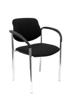 Silla fija Villalgordo bali negro chasis cromo con brazos