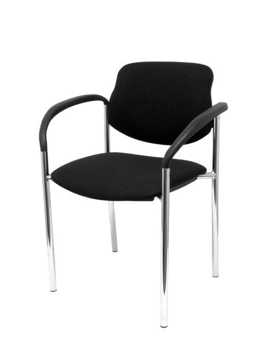 Silla fija Villalgordo bali negro chasis cromo con brazos