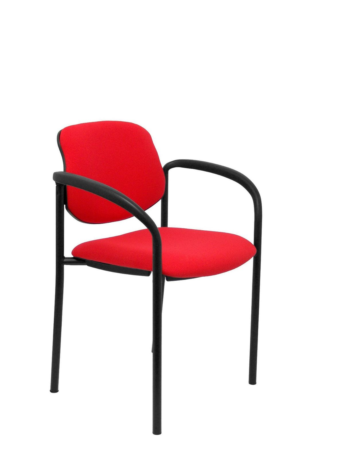 Silla fija Villalgordo bali rojo chasis negro con brazos