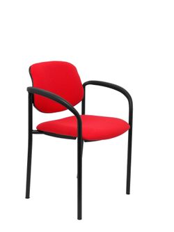 Silla fija Villalgordo bali rojo chasis negro con brazos