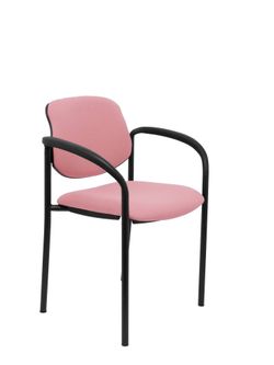 Silla fija Villalgordo bali rosa chasis negro con brazos