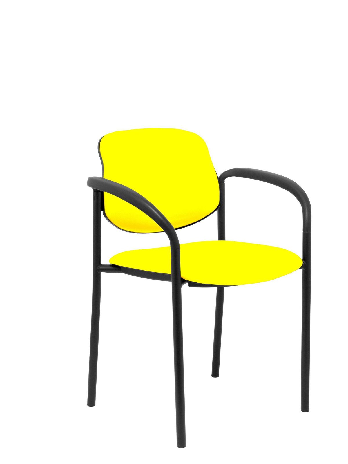 Silla fija Villalgordo similpiel amarillo chasis negro con brazos
