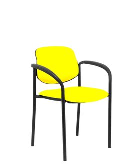 Silla fija Villalgordo similpiel amarillo chasis negro con brazos