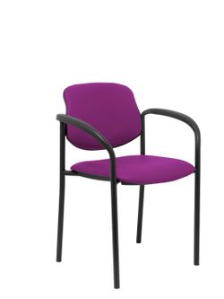 Silla fija Villalgordo similpiel morado chasis negro con brazos