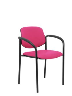 Silla fija Villalgordo similpiel rosa chasis negro con brazos