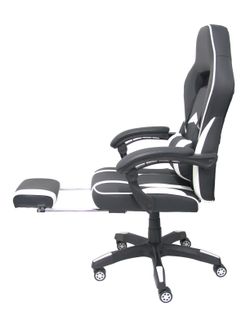 Silla gaming Bonete similpiel negro y blanco con reposapiés