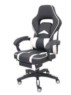 Silla gaming Bonete similpiel negro y blanco con reposapiés