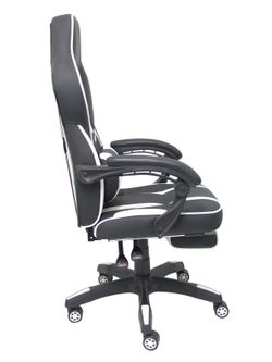 Silla gaming Bonete similpiel negro y blanco con reposapiés