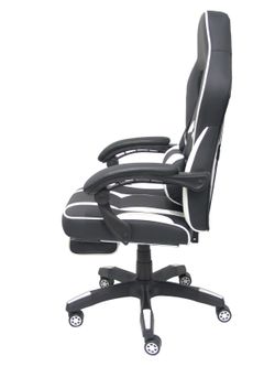 Silla gaming Bonete similpiel negro y blanco con reposapiés
