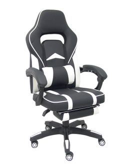 Silla gaming Bonete similpiel negro y blanco con reposapiés