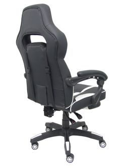 Silla gaming Bonete similpiel negro y blanco con reposapiés