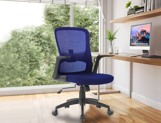 Silla giratoria q-connect base metal regulable en altura 910+75mm alto 610mm ancho 550mm profundidad azul