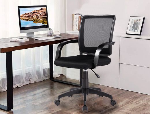 Silla giratoria q-connect respaldo medio regulable en altura 900+100x560x570 mm color negro