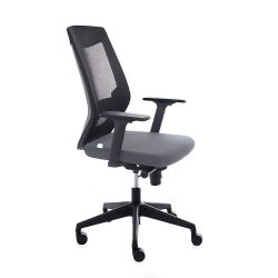 Silla Oficina Con Regulacion Lumbar Respaldo Malla Negra / Asiento Tapizado Gris