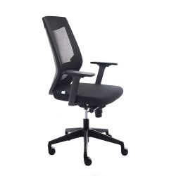 Silla Oficina Con Regulacion Lumbar Respaldo Malla Negra / Asiento Tapizado Negro