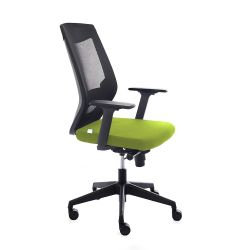 Silla Oficina Con Regulacion Lumbar Respaldo Malla Negra / Asiento Tapizado Verde