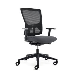 Silla Oficina Rd937-1 Asiento Tapizado Gris / Respaldo Malla Negra, Con Brazos Regulables