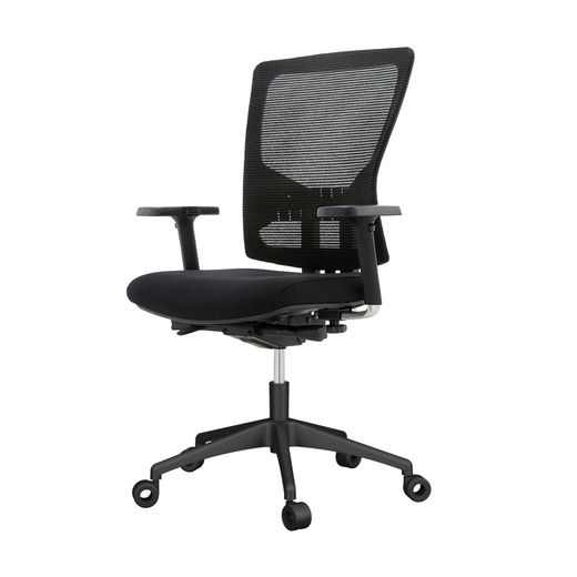 Silla Oficina Rd937-1 Asiento Tapizado Gris / Respaldo Malla Negra, Con Brazos Regulables