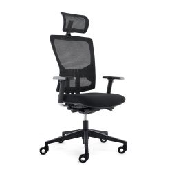 Silla Oficina Rd937-2 Asiento Tapizado Rojo / Respaldo Malla Negra, Con Brazos Regulab