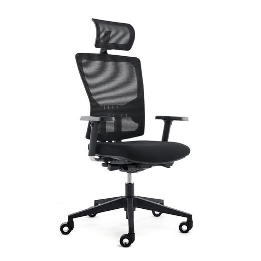 Silla Oficina Rd937-2 Asiento Tapizado Rojo / Respaldo Malla Negra, Con Brazos Regulab