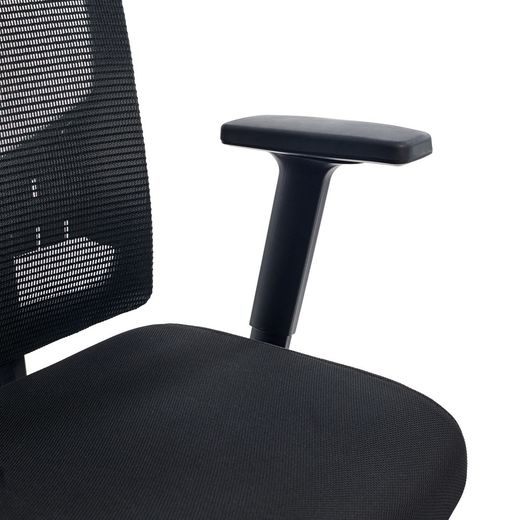 Silla Oficina Rd937-4 Asiento Tapizado Negro / Respaldo Malla Negra, Con Brazos Regula