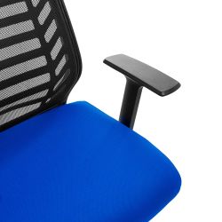 Silla Oficina Respaldo Malla Negra / Asiento Tapizado Azul