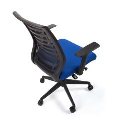 Silla Oficina Respaldo Malla Negra / Asiento Tapizado Azul