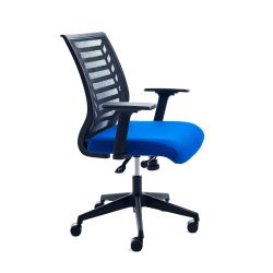 Silla Oficina Respaldo Malla Negra / Asiento Tapizado Naranja