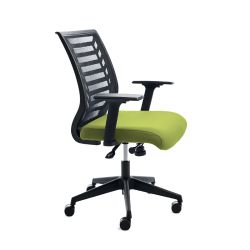 Silla Oficina Respaldo Malla Negra / Asiento Tapizado Verde