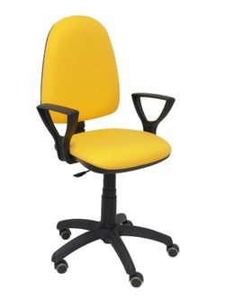 Silla Operativa de oficina Ayna bali amarillo brazos fijos ruedas de parquet