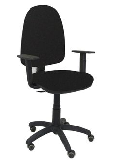 Silla Operativa de oficina Ayna bali negro brazos regulables ruedas de parquet