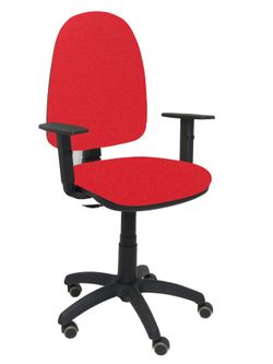 Silla Operativa de oficina Ayna bali rojo brazos regulables ruedas de parquet