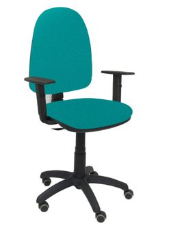 Silla Operativa de oficina Ayna bali verde claro brazos regulables ruedas de parquet
