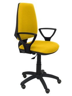 Silla Operativa de oficina Elche CP bali amarillo brazos fijos ruedas de parquet