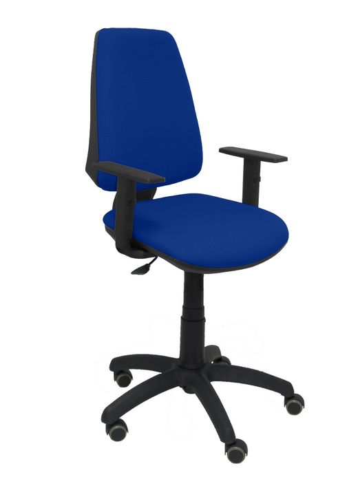 Silla Operativa de oficina Elche CP bali azul brazos regulables ruedas de parquet