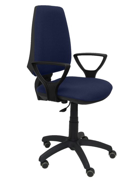 Silla Operativa de oficina Elche CP bali azul marino brazos fijos ruedas de parquet