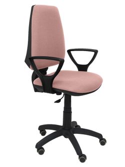 Silla Operativa de oficina Elche CP bali rosa pálido brazos fijos ruedas de parquet