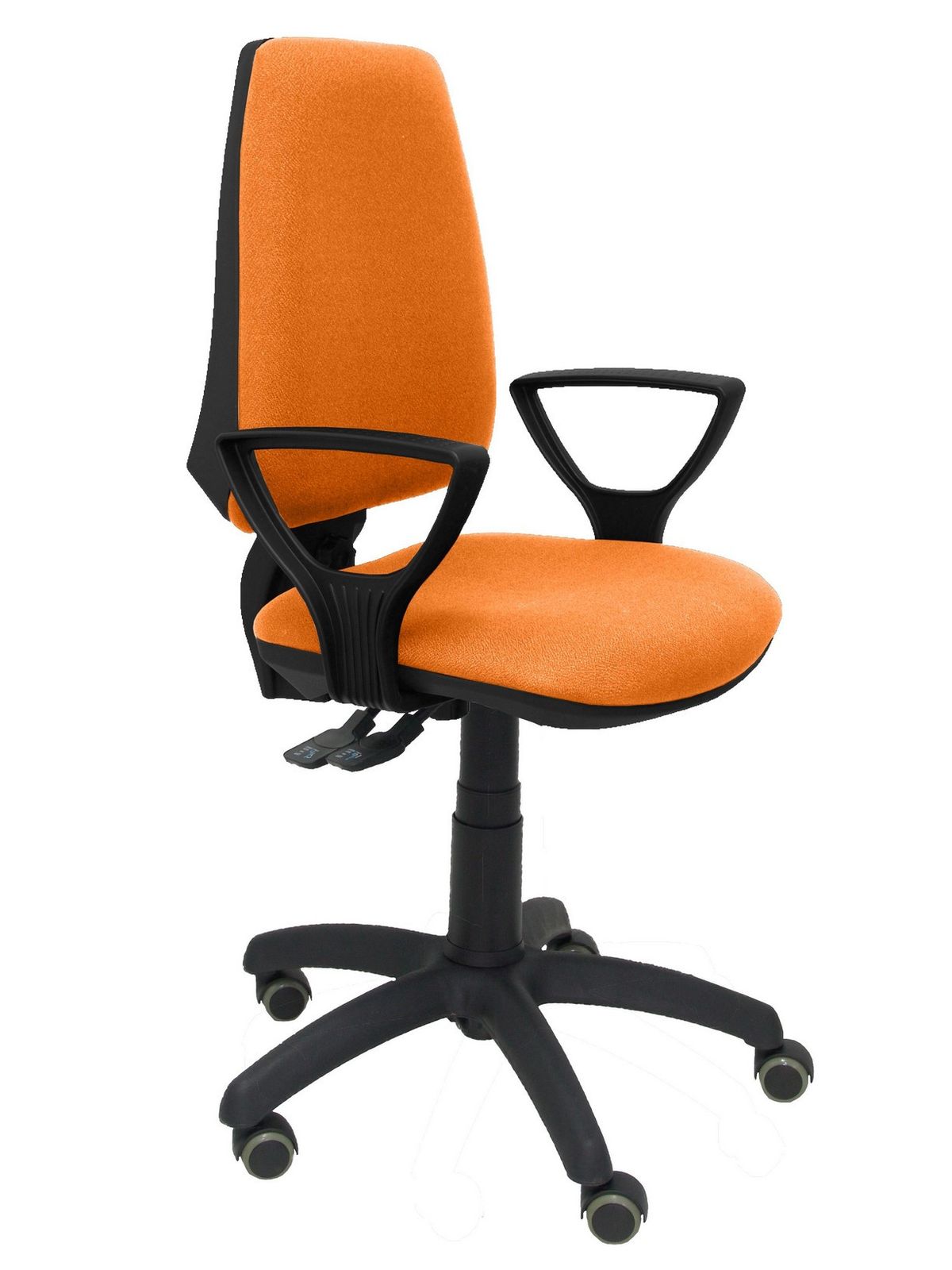 Silla Operativa de oficina Elche S bali naranja brazos fijos ruedas de parquet
