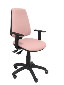 Silla Operativa de oficina Elche S bali rosa pálido brazos regulables ruedas de parquet