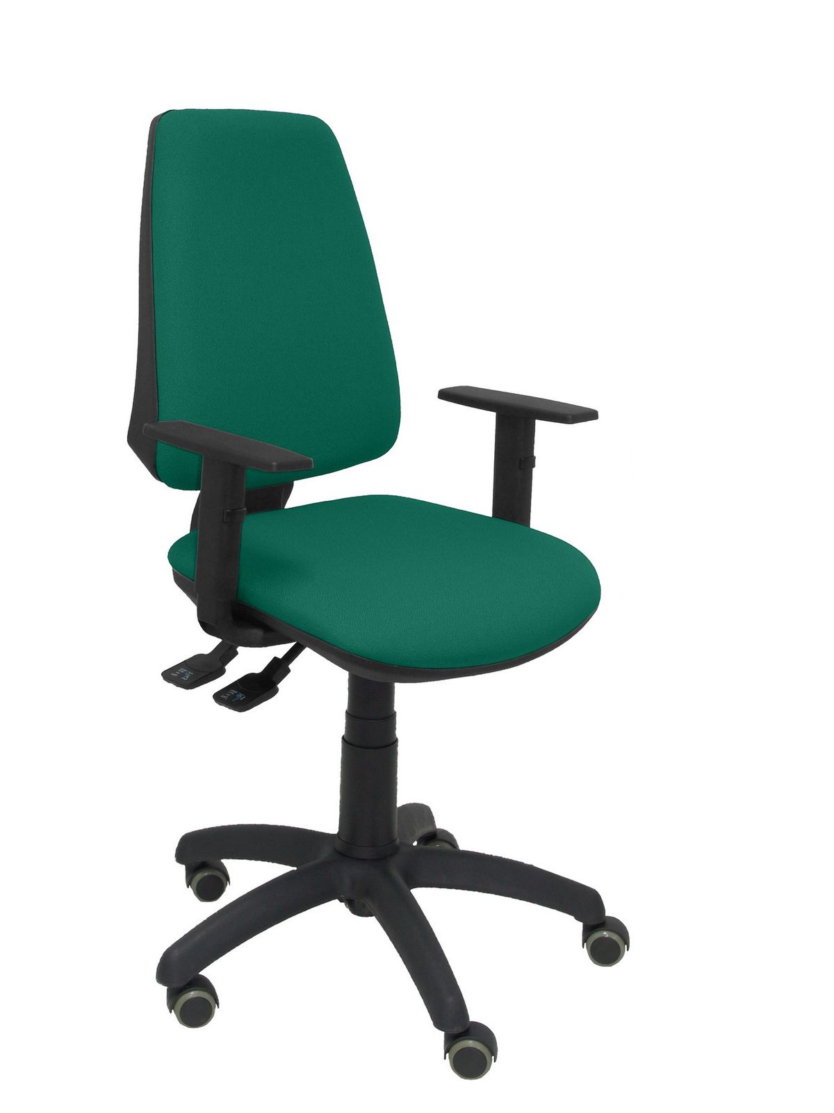 Silla Operativa de oficina Elche S bali verde brazos regulables ruedas de parquet