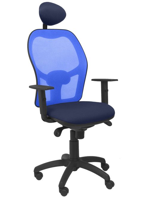 Silla Operativa de oficina Jorquera malla azul asiento bali azul marino con cabecero fijo