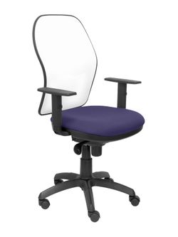 Silla Operativa de oficina Jorquera malla blanca asiento bali azul claro