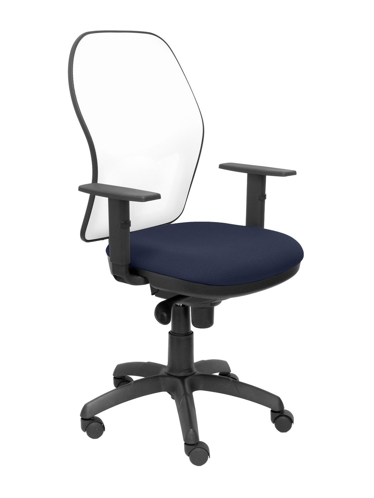 Silla Operativa de oficina Jorquera malla blanca asiento bali azul marino
