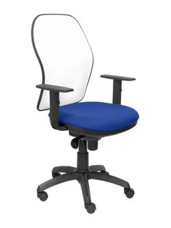 Silla Operativa de oficina Jorquera malla blanca asiento bali azul