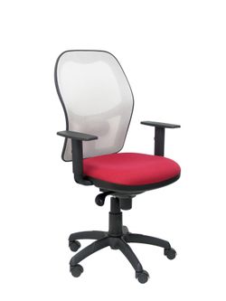 Silla Operativa de oficina Jorquera malla blanca asiento bali granate