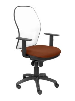Silla Operativa de oficina Jorquera malla blanca asiento bali marrón