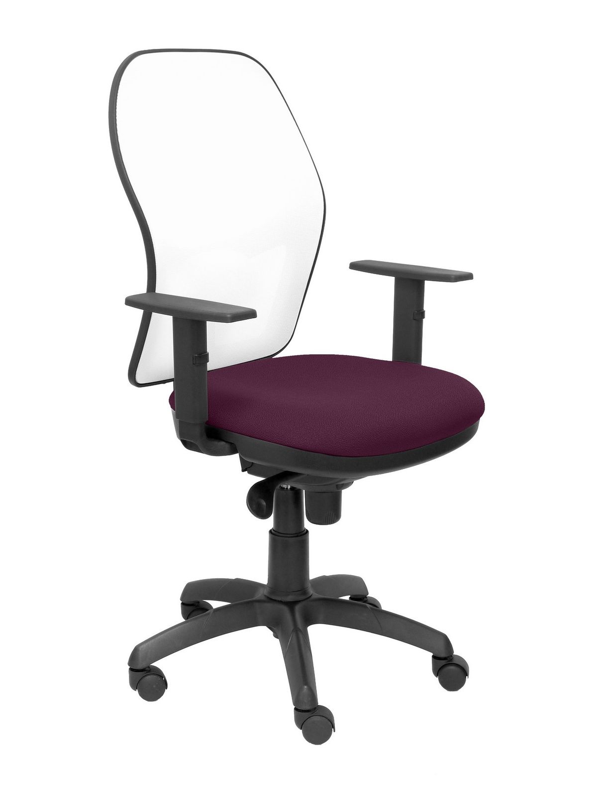 Silla Operativa de oficina Jorquera malla blanca asiento bali morado