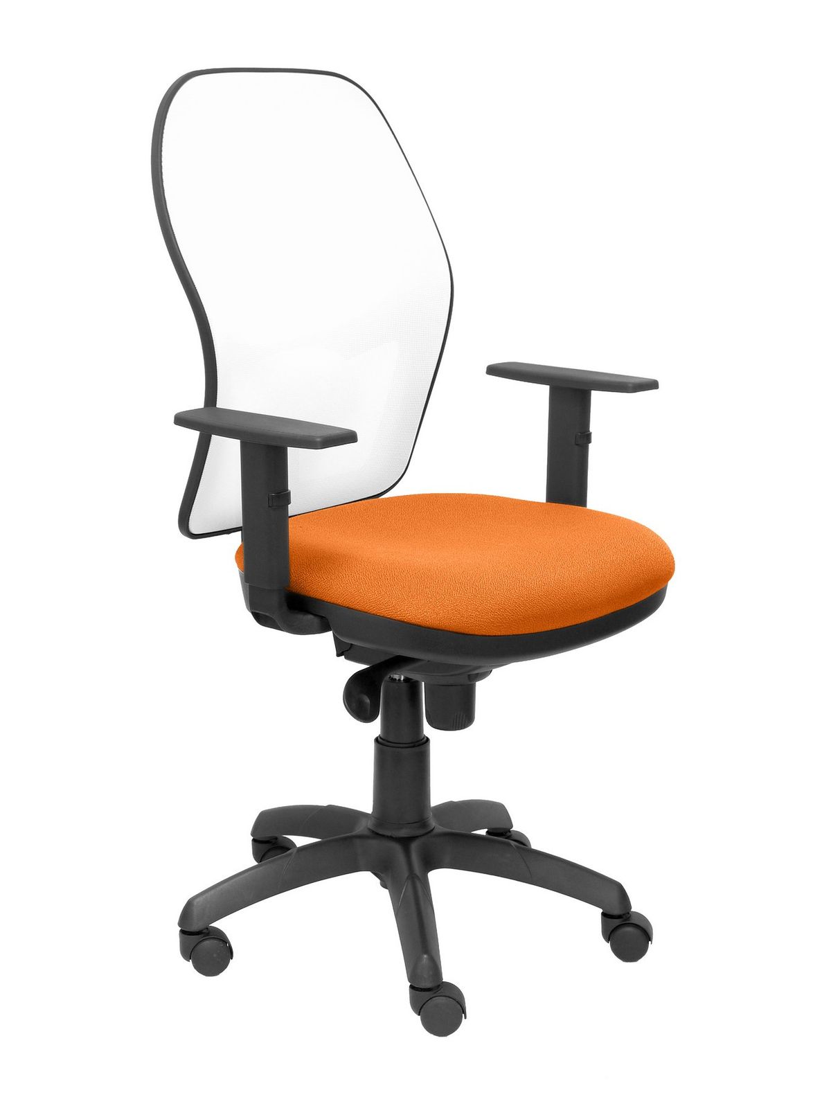 Silla Operativa de oficina Jorquera malla blanca asiento bali naranja