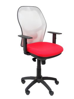 Silla Operativa de oficina Jorquera malla blanca asiento bali rojo